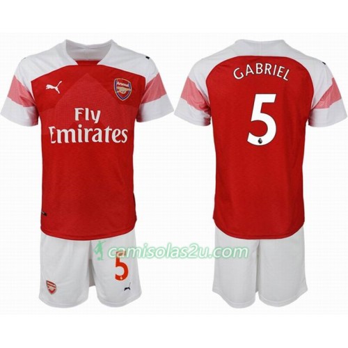Camisolas de Futebol Arsenal GABRIEL 5 Criança Equipamento Principal 2018/19 Manga Curta Camisolas de Futebol Arsenal GABRIEL 5 Criança Equipamento Principal 2018/19 Manga Curta